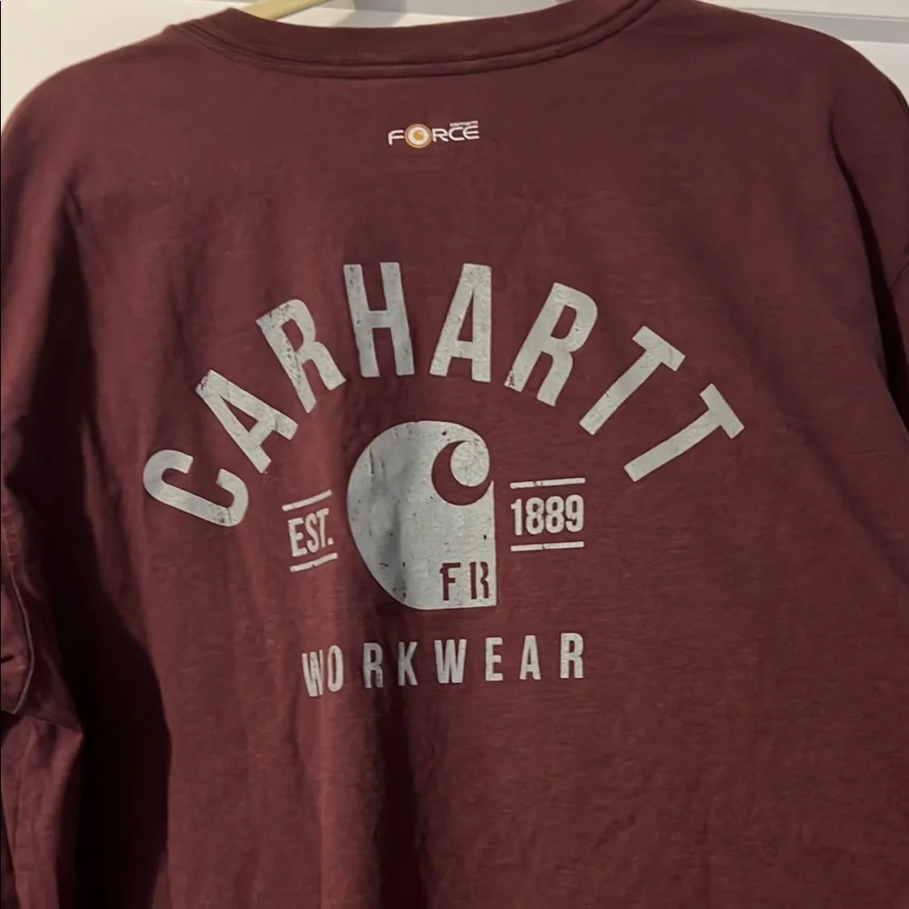 Carhartt Flame Resistant Men's Long Sleeve Tee - Maroon - Picture 3 of 5